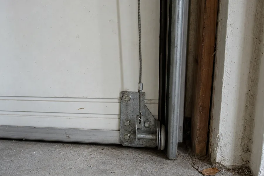 Bottom bracket, lift cable and roller on a garage door in Atlanta, GA