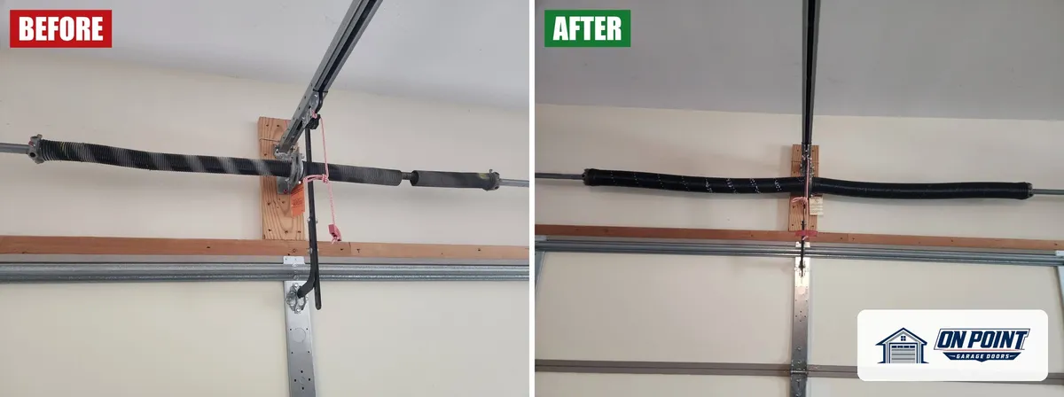 Broken spring, then fixed: before and after photo from one of our jobs